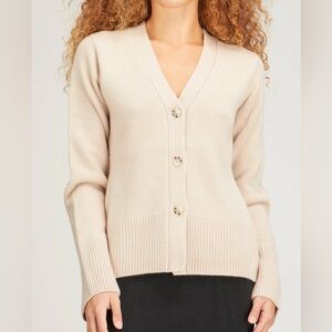 Arch4 Bluebird Cashmere Button Front Sweater Cardigan in Fawn